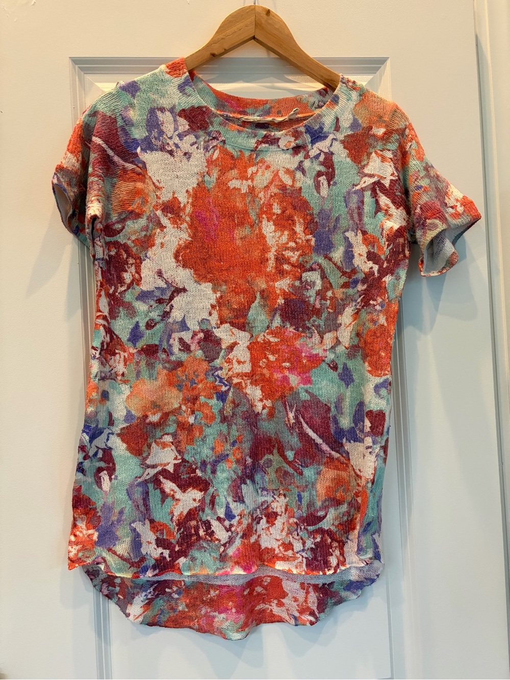 Soft Surroundings Floral Print Short Sleeve Women's Top